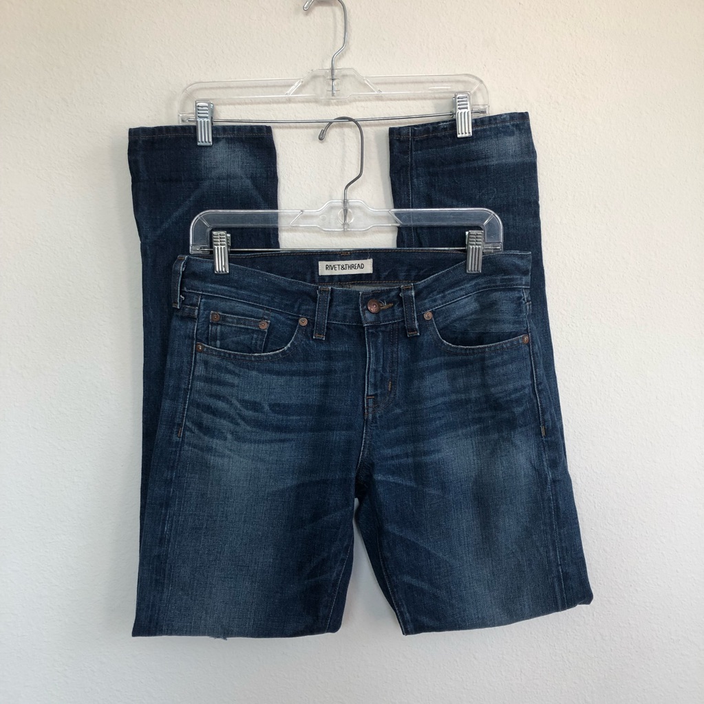 Rivet & Thread Selvedge Distress Patch Denim Jeans